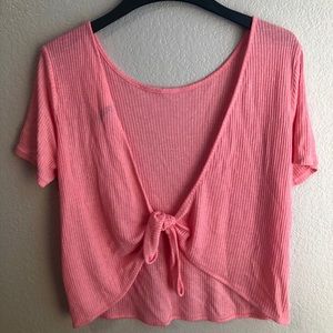 Open Back Ribbed Pink Top